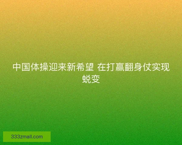 中国体操迎来新希望 在打赢翻身仗实现蜕变