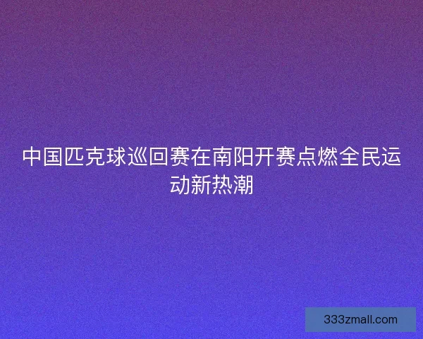 中国匹克球巡回赛在南阳开赛点燃全民运动新热潮