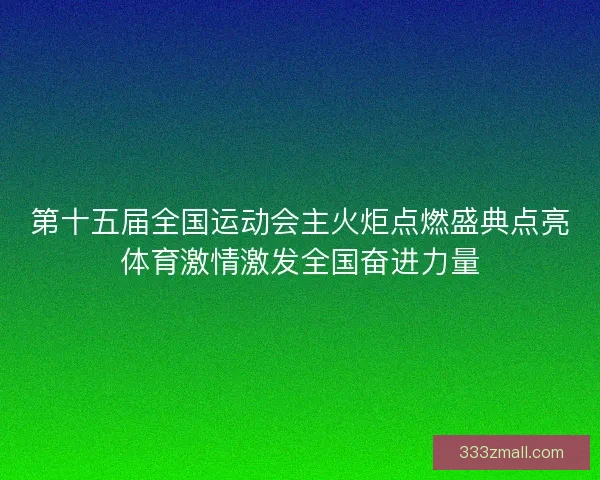 第十五届全国运动会主火炬点燃盛典点亮体育激情激发全国奋进力量