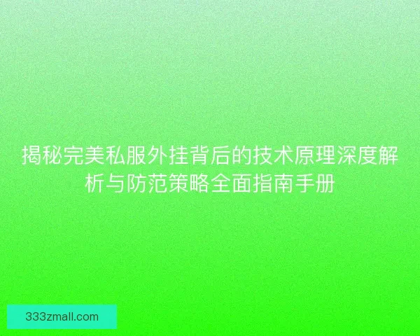 揭秘完美私服外挂背后的技术原理深度解析与防范策略全面指南手册